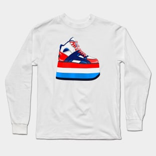 90s red and blue tower platform shoes Long Sleeve T-Shirt